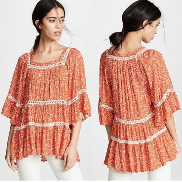 Free People Talk About It Peasant Top - Picture 1 of 7